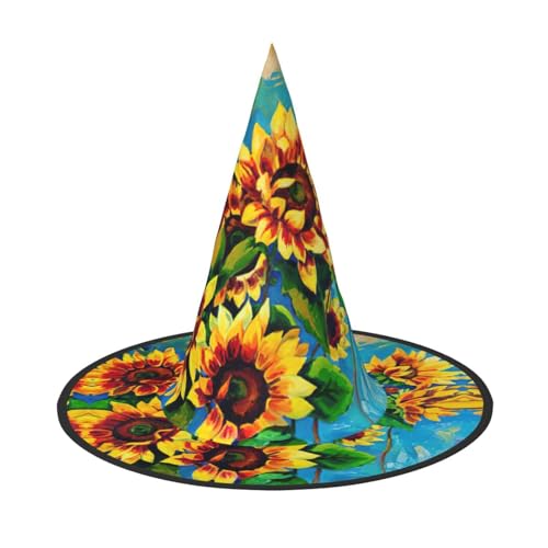 Sonnenblumen-Halloween-Hexenhut, Halloween-Kostüme für Damen und Herren, Hexenhüte Sonnenblumen-Halloween-Hexenhut, Halloween-Kostüme für Damen und Herren, Hexenhüte von Fgwaauh