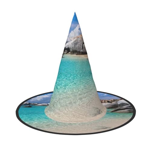 Steine, blaues Meer, Ozean, Sonnenaufgang, Berg, Halloween, Hexenhut, Halloween-Kostüme für Damen und Herren, Hexenhüte Steine, blaues Meer, Ozean, Sonnenaufgang, Berg, Halloween, Hexenhut, Halloween-Kostüme für Damen und Herren, Hexenhüte von Fgwaauh