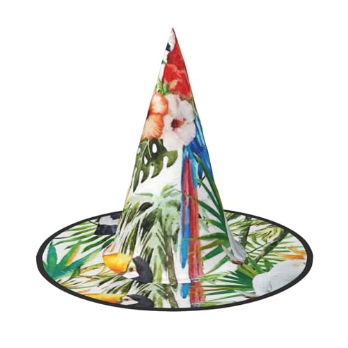 Tukane, Papagei, Palme, Blätter, Halloween, Hexenhut, Halloween-Kostüme für Damen und Herren, Hexenhüte Tukane, Papagei, Palme, Blätter, Halloween, Hexenhut, Halloween-Kostüme für Damen und Herren, Hexenhüte von Fgwaauh