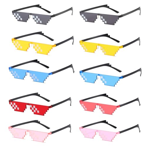 Fhioevt 10 Stück Pixel Sonnenbrille Bunt Thug Life Brille Mosaik Gläser thug life sonnenbrillen für Minecraft Geburtstagsdeko Pixel Brille für Kinder Erwachsene Halloween Karneval Cosplay (5 Farben) Fhioevt 10 Stück Pixel Sonnenbrille Bunt Thug Life Brille Mosaik Gläser thug life sonnenbrillen für Minecraft Geburtstagsdeko Pixel Brille für Kinder Erwachsene Halloween Karneval Cosplay (5 Farben) von Fhioevt