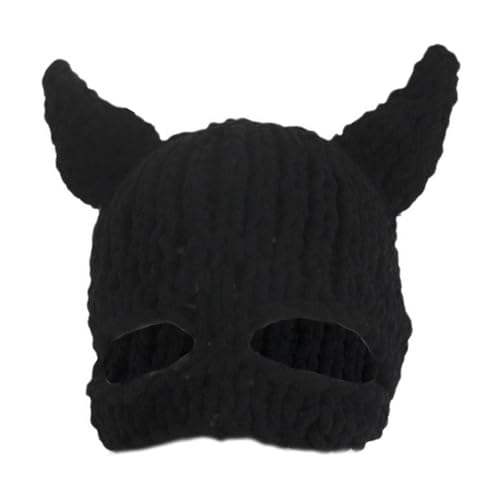 Fhkpsqkcn Beliebter Fledermaushut Für Halloween Strickpullover Faceover Caps Cosplay Fledermaus Hornhut Outdoor Aktivität Wanderkappen von Fhkpsqkcn