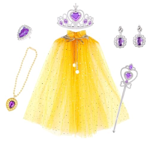 Fhkpsqkcn Fairy Kostüm Feenstab Fairy Princess Requisiten Prinzessin Cape Cloak Schmuck Prinzessin Party Dress Up Girl Geburtstag Kostüm von Fhkpsqkcn