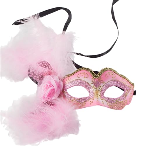 Fhkpsqkcn Federte Maskerade Gesichtsbedeckung Mit Für Frauen Maskerade Halbe Gesichtsbedeckung Gefiederter Eyemask Für Halloween Party von Fhkpsqkcn