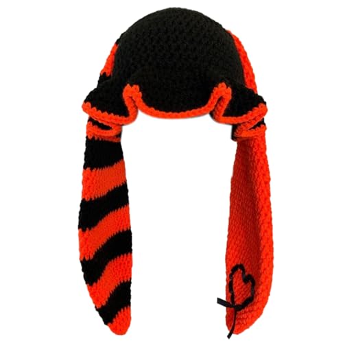 Fhkpsqkcn Gestrickter Kaninchenhut Eimer Schädel Kopfbedeckung Kopfbedeckung Für Outdoors Kaninchen Ohren Halloween Übergroße Mützen von Fhkpsqkcn
