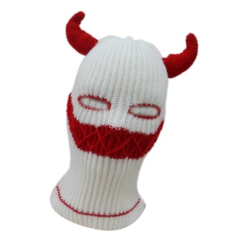 Fhkpsqkcn Häkeln Mit Kapuzenhut Teufel Clown Lustiger Handgefertigter Clownhut Bequemer Für Halloween Cosplay von Fhkpsqkcn