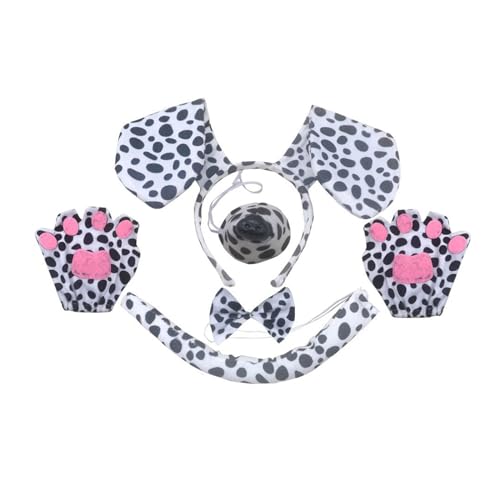 Fhkpsqkcn Halloween Hundekleid Kits Hunde Ohrohr Haarband Schwanz Nase Rock Bowtie Animal Cosplay Kostüm Für Kinder Geburtstag Halloween von Fhkpsqkcn
