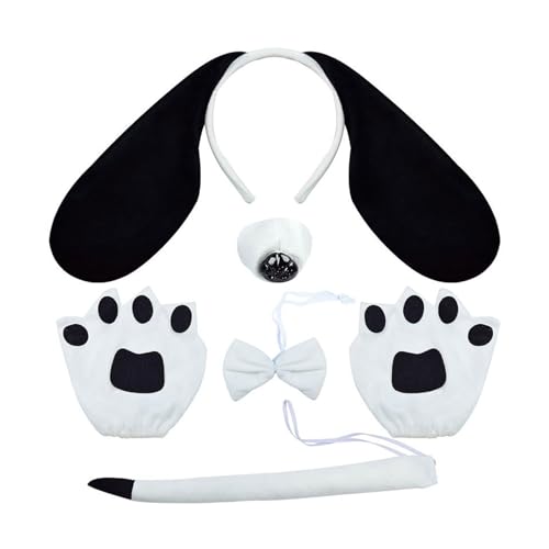 Fhkpsqkcn Halloween Hundekleid Kits Hunde Ohrohr Haarband Schwanz Nase Rock Bowtie Animal Cosplay Kostüm Für Kinder Geburtstag Halloween von Fhkpsqkcn