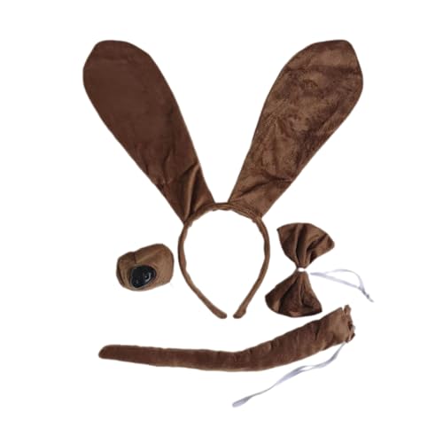 Fhkpsqkcn Halloween Hundekleid Kits Hunde Ohrohr Haarband Schwanz Nase Rock Bowtie Animal Cosplay Kostüm Für Kinder Geburtstag Halloween von Fhkpsqkcn