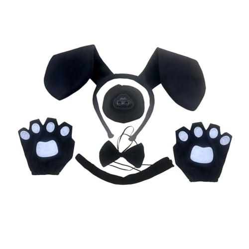 Fhkpsqkcn Halloween Hundekleid Kits Hunde Ohrohr Haarband Schwanz Nase Rock Bowtie Animal Cosplay Kostüm Für Kinder Geburtstag Halloween von Fhkpsqkcn