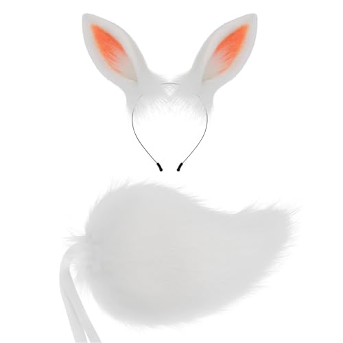 Fhkpsqkcn Kaninchen Dress Up Kostüm Plüsch Ohrhaarband Heck Heck Tierkostüm Accessoires Für Mädchen Halloween Weihnacht Cosplay von Fhkpsqkcn