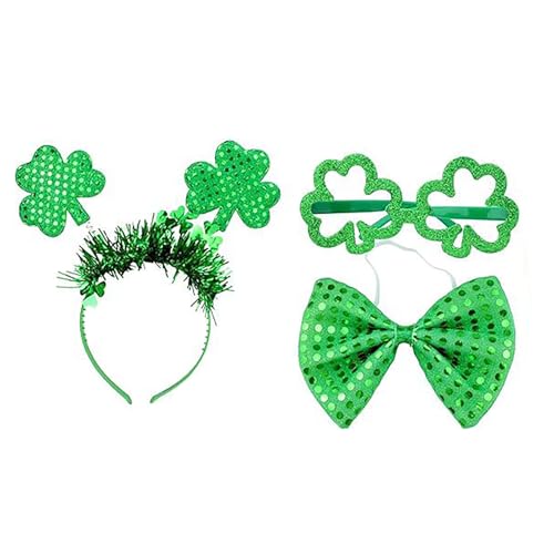 Fhkpsqkcn Patricks Day Kostüme Accessoires Patricks Partys Gunst Mit Patricks Leprepechaun Stirnband Bowtie Shamrock Brille von Fhkpsqkcn