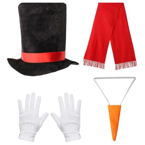 Fhkpsqkcn Schneemann Kostüm Kits Weihnachten Winter Frosty Kostüm Schneemann Mit Röcken Karotten Nasenschal Handschuhe Pompoms Bälle von Fhkpsqkcn