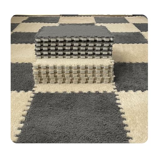 Fhlprte12Stück Splice ineinandergreifender Teppich,Weicher Baumwoll-Velours-Patchwork-Teppich30*30*1cm,Rutschfeste Bodenmatte für Schlafzimmer Wohnzimmer Spielzimmer Verfügbare Spleißfarben (Stil 6) von Fhlprte