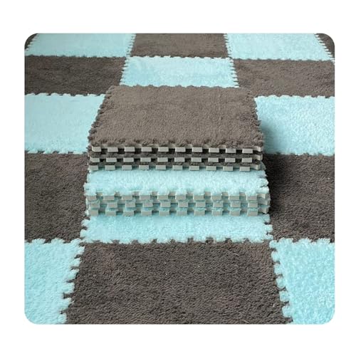 Fhlprte12Stück Splice ineinandergreifender Teppich,Weicher Baumwoll-Velours-Patchwork-Teppich30*30*1cm,Rutschfeste Bodenmatte für Schlafzimmer Wohnzimmer Spielzimmer Verfügbare Spleißfarben (Stil 5) von Fhlprte