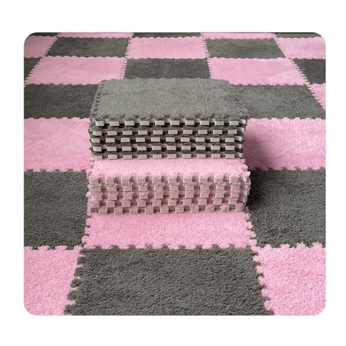Fhlprte12Stück Splice ineinandergreifender Teppich,Weicher Baumwoll-Velours-Patchwork-Teppich30*30*1cm,Rutschfeste Bodenmatte für Schlafzimmer Wohnzimmer Spielzimmer Verfügbare Spleißfarben (Stil 3) von Fhlprte
