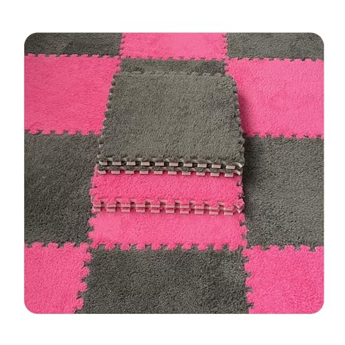 Fhlprte12Stück Splice ineinandergreifender Teppich,Weicher Baumwoll-Velours-Patchwork-Teppich30*30*1cm,Rutschfeste Bodenmatte für Schlafzimmer Wohnzimmer Spielzimmer Verfügbare Spleißfarben (Stil 4) von Fhlprte