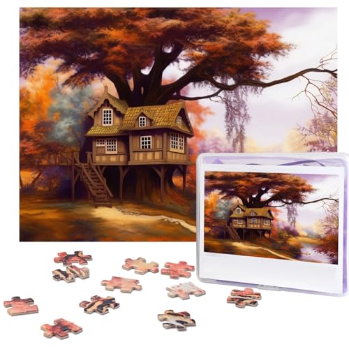Ölgemälde-Baumhaus-Puzzle, 500 Teile, mit Aufbewahrungstasche, personalisierte Puzzles für Männer und Frauen, Bilderpuzzle für Familie, anspruchsvolle Fotos, Puzzle für Heimdekoration (51,8 x 38,1 cm) Ölgemälde-Baumhaus-Puzzle, 500 Teile, mit Aufbewahrungstasche, personalisierte Puzzles für Männer und Frauen, Bilderpuzzle für Familie, anspruchsvolle Fotos, Puzzle für Heimdekoration (51,8 x 38,1 cm) von Fhpce