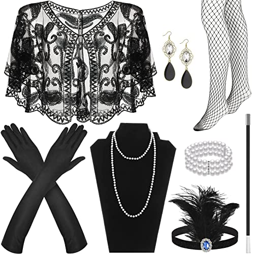 Flapper Damen-Kostüm, Party, Stirnband, Halskette, Zigarettenhalter, 1920er-Jahre, Vintage-Stil, Cosplay-Party, Kostümzubehör Flapper Damen-Kostüm, Party, Stirnband, Halskette, Zigarettenhalter, 1920er-Jahre, Vintage-Stil, Cosplay-Party, Kostümzubehör von Fhsqwernm