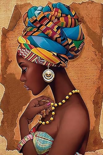Afrikanische Frau mit blauem Turban – 1000-teiliges Holzpuzzle – Familienspiele für Erwachsene als Heimdekoration von FiXizy