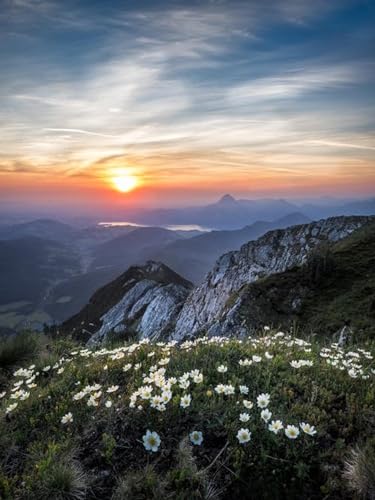 Berglandschaft im Morgengrauen – 4000-teiliges Holzpuzzle – Schwieriges Puzzle für Erwachsene von FiXizy