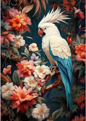 Schöner Vogel auf Einer Blume – 12000-teiliges Holzpuzzle – Herausforderungsspiel, Heim-Wanddekoration von FiXizy