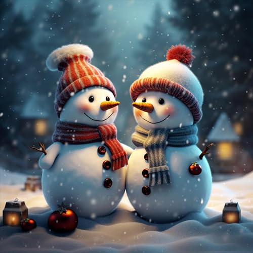 Zwei Schneemänner im Weihnachtsschnee – 10000-teiliges Holzpuzzle – Schwierigkeitsgrad und Herausforderung, großes Puzzle-Spiel, Puzzle-Geschenk von FiXizy