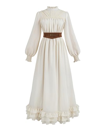 Fiamll Damen Viktorianisches Kleider Victorian Stil Kleid Langarm Vintage Maxikleid Retro Outfit mit Gürtel Zweiteiliges Boho Design Mittelalter Look Baumwollmischung, L Fiamll Damen Viktorianisches Kleider Victorian Stil Kleid Langarm Vintage Maxikleid Retro Outfit mit Gürtel Zweiteiliges Boho Design Mittelalter Look Baumwollmischung, L von Fiamll