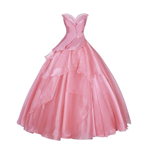 Fiamll Glinda Cosplay Kostüm für Damen, Wicked Cosplay Glinda Outfit, Halloween Karneval Kostüm Rosa Kleid XXL von Fiamll
