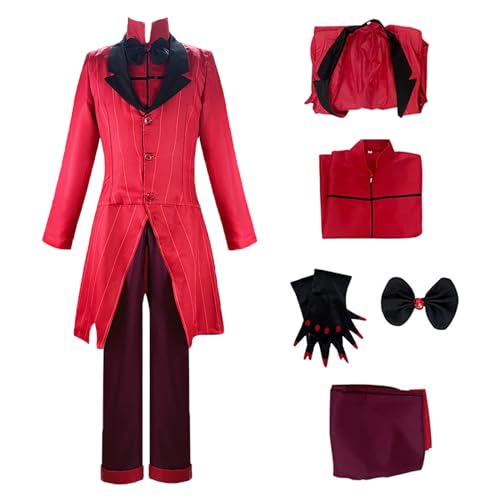Fiamll Hazbin Hotel Alastor Cosplay Kostüm Rot Blazer Anime Verkleidung Alastor Uniform Halloween Karneval Kostüm für Erwachsene M von Fiamll