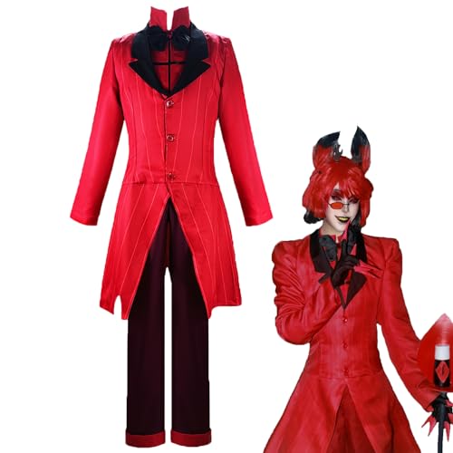 Fiamll Hazbin Hotel Alastor Cosplay Kostüm Rot Blazer Anime Verkleidung Alastor Uniform Halloween Karneval Kostüm für Erwachsene XXL von Fiamll