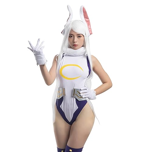 Fiamll Miruko Cosplay Kostüm MHA Rabbit Hero Mirko Bunny Bodysuit Kostüm für My Hero Academia Bunny Cosplay Outfit S/M von Fiamll