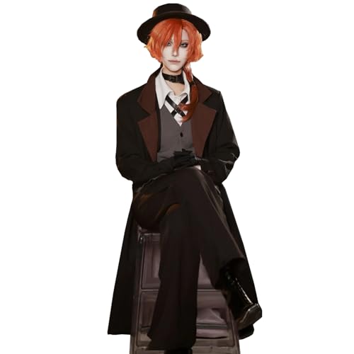 Fiamll Nakahara Chuuya Cosplay Bungo Stray Dogs Cosplay Chuuya Nakahara Kostüm Detektiv Uniformen Halloween Karneval Outfits Komplettes Set XXL von Fiamll