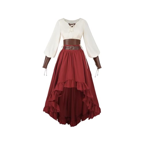 Fiamll Piratin Kostüm Damen Piratenbraut Kostüm Damen Piratenkleid Damen Rock Bluse Piraten Outfit Hochtiefrock Cropshirt,XXL Fiamll Piratin Kostüm Damen Piratenbraut Kostüm Damen Piratenkleid Damen Rock Bluse Piraten Outfit Hochtiefrock Cropshirt,XXL von Fiamll