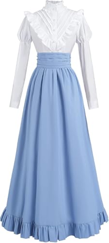 Fiamll Renaissance Kleid Damen Mittelalter Renaissance Kostüm Vintage Viktorianisches Kleid Ballkleid Victorian Bluse mit Renaissance Maxirock Hellblau M Fiamll Renaissance Kleid Damen Mittelalter Renaissance Kostüm Vintage Viktorianisches Kleid Ballkleid Victorian Bluse mit Renaissance Maxirock Hellblau M von Fiamll