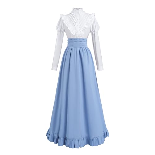 Fiamll Renaissance Kleid Damen Mittelalter Renaissance Kostüm Vintage Viktorianisches Kleid Ballkleid Victorian Bluse mit Renaissance Maxirock Hellblau S Fiamll Renaissance Kleid Damen Mittelalter Renaissance Kostüm Vintage Viktorianisches Kleid Ballkleid Victorian Bluse mit Renaissance Maxirock Hellblau S von Fiamll