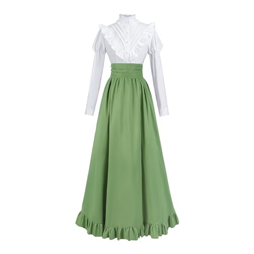 Fiamll Renaissance Kleid Damen Mittelalter Renaissance Kostüm Vintage Viktorianisches Kleid Ballkleid Victorian Bluse mit Renaissance Maxirock Hellgrün XXL Fiamll Renaissance Kleid Damen Mittelalter Renaissance Kostüm Vintage Viktorianisches Kleid Ballkleid Victorian Bluse mit Renaissance Maxirock Hellgrün XXL von Fiamll