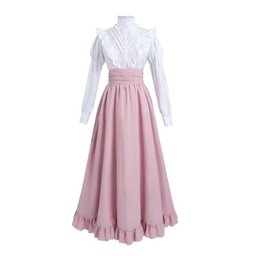 Fiamll Renaissance Kleid Damen Mittelalter Renaissance Kostüm Vintage Viktorianisches Kleid Ballkleid Victorian Bluse mit Renaissance Maxirock Rosa XXL Fiamll Renaissance Kleid Damen Mittelalter Renaissance Kostüm Vintage Viktorianisches Kleid Ballkleid Victorian Bluse mit Renaissance Maxirock Rosa XXL von Fiamll