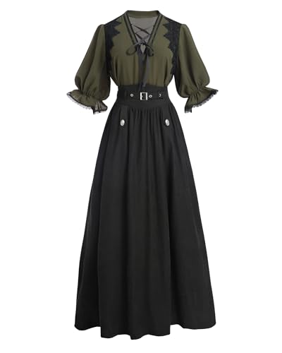 Fiamll Renaissance Kostüm Damen Viktorianisches Kleid Mittelalter Ballkleid Vintage Victorian Bluse mit Maxirock, Grün,XXL Fiamll Renaissance Kostüm Damen Viktorianisches Kleid Mittelalter Ballkleid Vintage Victorian Bluse mit Maxirock, Grün,XXL von Fiamll