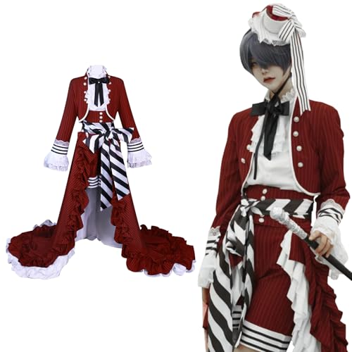 Fiamll Schwarz Butler Cosplay Anime Ciel Phantomhive Tea Cup Cosplay Ciel Outfit Ciel Uniform Halloween Karneval Kostüm,L von Fiamll