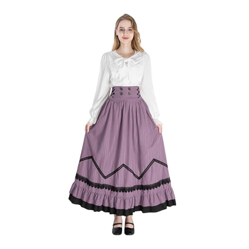 Fiamll Viktorianisches Kleid Damen 1900er Renaissance Kostüm Mittelalter Vintage Rock Viktorianische Bluse Set Violett L Fiamll Viktorianisches Kleid Damen 1900er Renaissance Kostüm Mittelalter Vintage Rock Viktorianische Bluse Set Violett L von Fiamll
