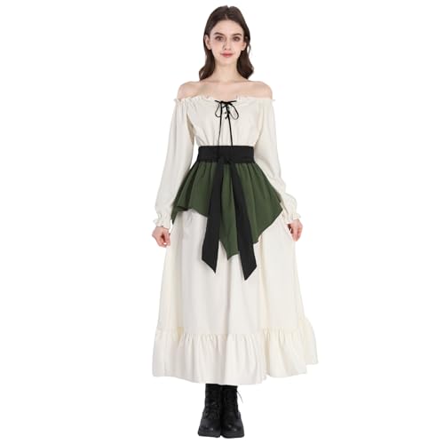 Fiamll Viktorianisches Kleid Vintage Mittelalter Kleid Damen Viktorianisches Kostüm Damen Set EIN-Schulter-Träger XXL Fiamll Viktorianisches Kleid Vintage Mittelalter Kleid Damen Viktorianisches Kostüm Damen Set EIN-Schulter-Träger XXL von Fiamll
