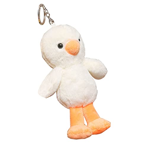 15 cm Enten-Schlüsselanhänger für Kinder, weiche PP-Baumwollfüllung, Entenpuppe, Plüsch-Schlüsselanhänger, tragbarer Mini-Cartoon-Anhänger zum Aufhängen, für Rucksack, Weiß von Fiauli