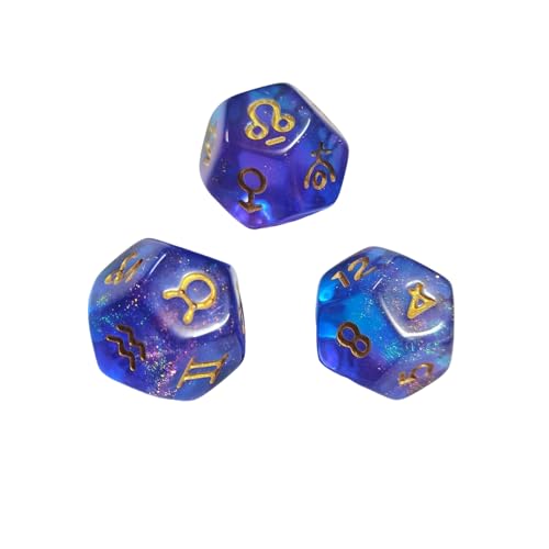 Fiauli 12-seitige Würfelspielzeug-Astrologie-Leitlinien Set 3pcs zwölf Konstellationszeichen Zodiac Glitter Acryl Lucky Tarot Cards Spiel Wahrsage Dunkelblau Fiauli 12-seitige Würfelspielzeug-Astrologie-Leitlinien Set 3pcs zwölf Konstellationszeichen Zodiac Glitter Acryl Lucky Tarot Cards Spiel Wahrsage Dunkelblau von Fiauli