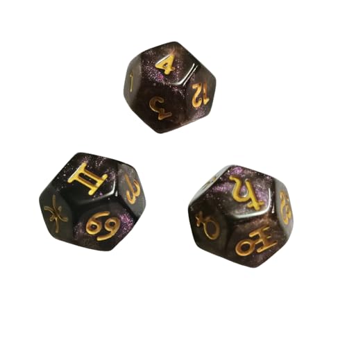Fiauli 12-seitige Würfelspielzeug-Astrologie-Leitlinien Set 3pcs zwölf Konstellationszeichen Zodiac Glitter Acryl Lucky Tarot Cards Spiel Wahrsage Dunkelviolett Fiauli 12-seitige Würfelspielzeug-Astrologie-Leitlinien Set 3pcs zwölf Konstellationszeichen Zodiac Glitter Acryl Lucky Tarot Cards Spiel Wahrsage Dunkelviolett von Fiauli