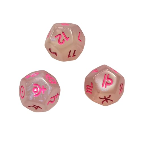 Fiauli 12-seitige Würfelspielzeug-Astrologie-Leitlinien Set 3pcs zwölf Konstellationszeichen Zodiac Glitter Acryl Lucky Tarot Cards Spiel Wahrsage Hell-Pink Fiauli 12-seitige Würfelspielzeug-Astrologie-Leitlinien Set 3pcs zwölf Konstellationszeichen Zodiac Glitter Acryl Lucky Tarot Cards Spiel Wahrsage Hell-Pink von Fiauli