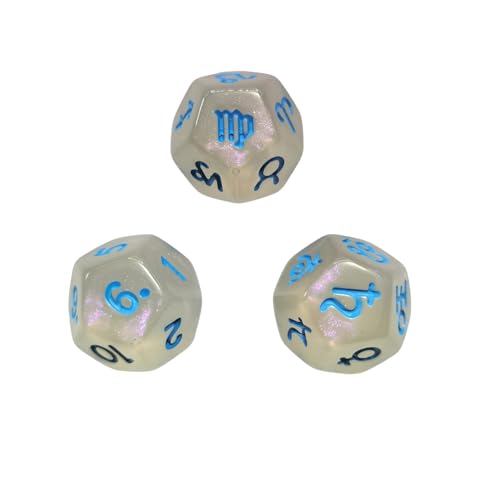 Fiauli 12-seitige Würfelspielzeug-Astrologie-Leitlinien Set 3pcs zwölf Konstellationszeichen Zodiac Glitter Acryl Lucky Tarot Cards Spiel Wahrsage Hellblau Fiauli 12-seitige Würfelspielzeug-Astrologie-Leitlinien Set 3pcs zwölf Konstellationszeichen Zodiac Glitter Acryl Lucky Tarot Cards Spiel Wahrsage Hellblau von Fiauli