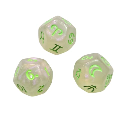 Fiauli 12-seitige Würfelspielzeug-Astrologie-Leitlinien Set 3pcs zwölf Konstellationszeichen Zodiac Glitter Acryl Lucky Tarot Cards Spiel Wahrsage Hellgrün Fiauli 12-seitige Würfelspielzeug-Astrologie-Leitlinien Set 3pcs zwölf Konstellationszeichen Zodiac Glitter Acryl Lucky Tarot Cards Spiel Wahrsage Hellgrün von Fiauli
