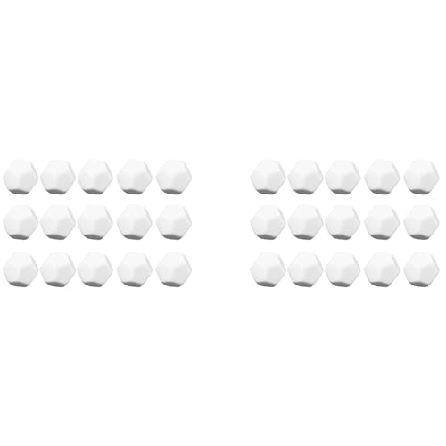 Ficher 30 Stück 22 mm Weiße Würfel Set Acryl Abgerundete D12 Würfel Würfel für Spiel, Spaß, DIY Aufkleber und Mathematik Unterricht von Ficher