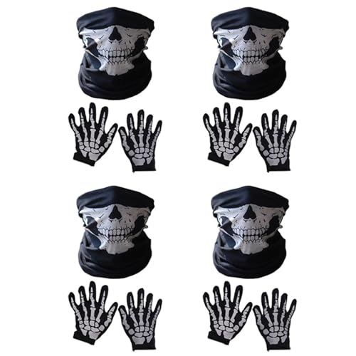 Ficher Halloween Maske Scary Skull Chin Maske Skeleton Ghost Hand Schuhe für Performances, Partys, Dress Up, Festivals (12 Stück) von Ficher