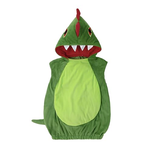 Ficlwigkis Dinosaurier Kostüm Kinder Grüner Overall Karneval Kostüm Jungen Mädchen mit Schuhüberzug für Halloween Karneval Kostüm Outfit (Grün, L) von Ficlwigkis